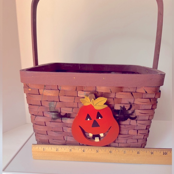 Spooky Purple Halloween Basket with a Pumpkin, Bats, and Spiders on the Sides. - Picture 6 of 7